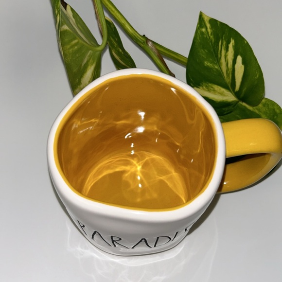 {Rae Dunn} "PARADISE" Mug - White with Yellow Handle and Interior - Picture 3 of 6